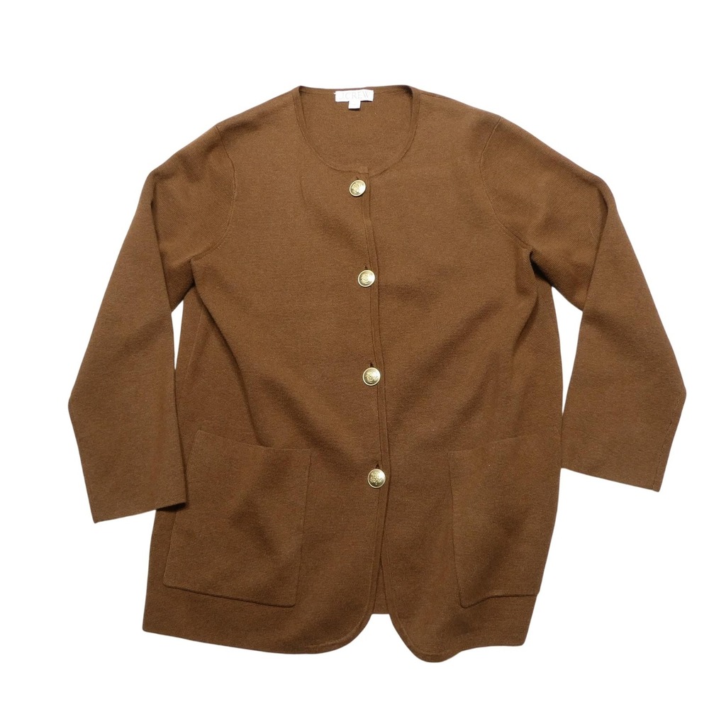J.Crew Sweater Cardigan Womens Small Brown Wool Button Front Pockets Knit